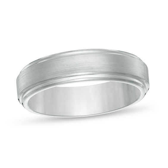 Men's 6mm Comfort-Fit Brushed Wedding Band in Sterling Silver