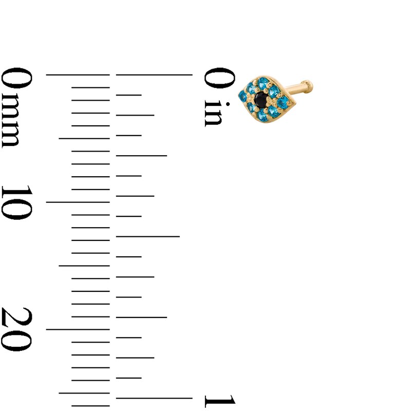 14K Gold 20 Gauge Polished Blue CZ Evil Eye Nose Stud 14K Gold 20 Gauge Polished Blue CZ Evil Eye Nose Stud