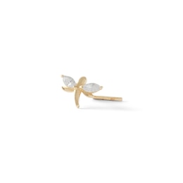024 Gauge Marquise Cubic Zirconia Dragonfly L-Shape Nose Stud in Solid 14K Gold
