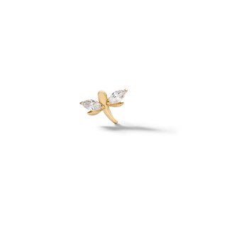 14K Solid Gold CZ Dragonfly L-Shape Nose Stud - 24"