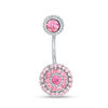 Thumbnail Image 1 of 014 Gauge Pink Crystal Curved Belly Button Ring in Stainless Steel
