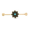 Thumbnail Image 1 of Yellow Ion Plated Dichroic Flower Industrial Barbell - 14G