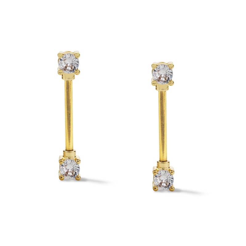 Yellow Ion Plated CZ Barbell Pair - 14G