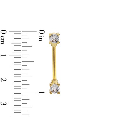 Yellow Ion Plated CZ Barbell Pair - 14G