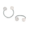 016 Gauge Cubic Zirconia and Pearlescent Horseshoe Pair in Stainless Steel Tube - 1/2"