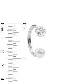 Stainless Steel Tube CZ and Pearlescent Horseshoe Pair - 16G 3/8"