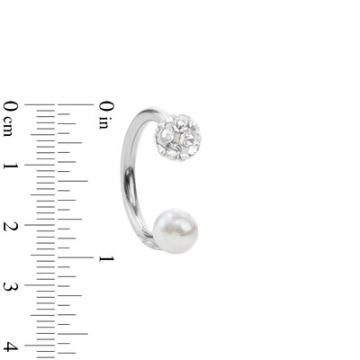 Stainless Steel Tube CZ and Pearlescent Horseshoe Pair - 16G 3/8"