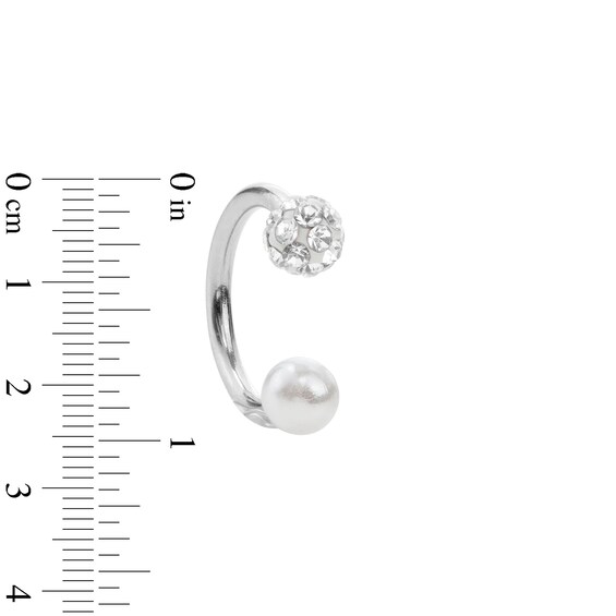 Stainless Steel Tube CZ and Pearlescent Horseshoe Pair - 16G 3/8"