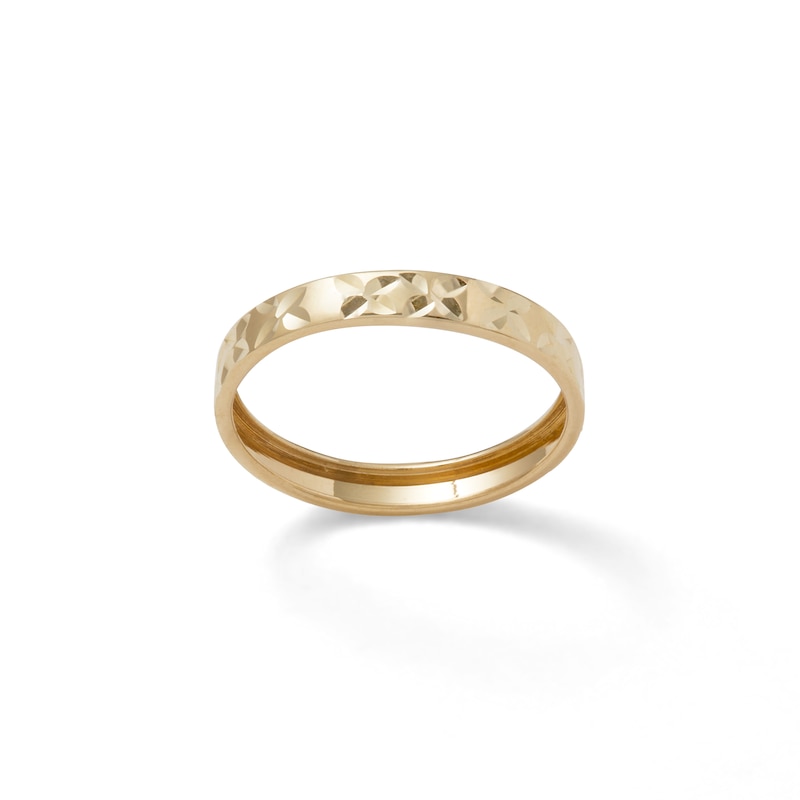 Made in Italy Diamond-Cut "X" Band in 10K Hollow Sheet Gold - Size 8