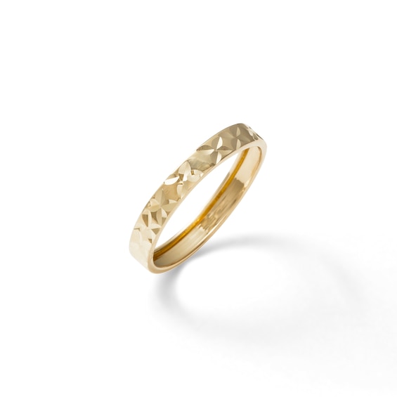 Made in Italy  Diamond-Cut "X" Band in 10K Hollow Sheet Gold - Size 8