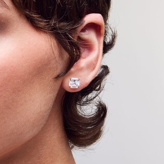 8mm Princess-Cut Cubic Zirconia Solitaire Stud Earrings in 10K Gold