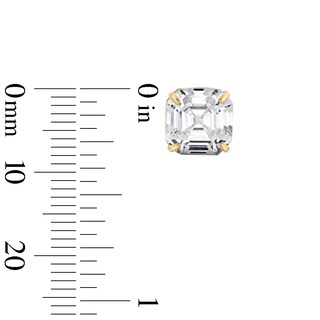 8mm Princess-Cut Cubic Zirconia Solitaire Stud Earrings in 10K Gold