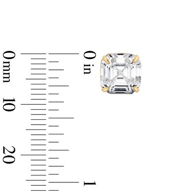 8mm Princess-Cut Cubic Zirconia Solitaire Stud Earrings in 10K Gold