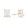 Thumbnail Image 1 of Emerald-Cut Cubic Zirconia Solitaire Stud Earrings in 10K Gold