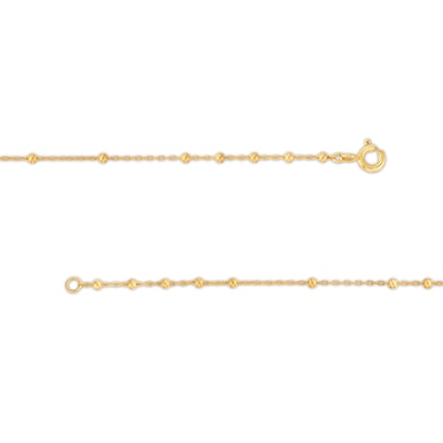 Made in Italy Child's Beaded Rosary Necklace in 10K Solid Gold Chain and Hollow Beads - 16.5"