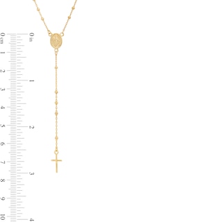 Made in Italy Child's Beaded Rosary Necklace in 10K Solid Gold Chain and Hollow Beads - 16.5"