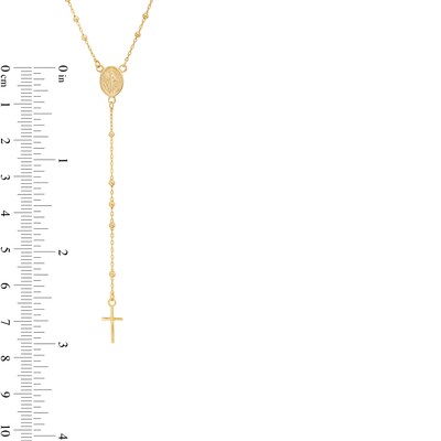 Made in Italy Child's Beaded Rosary Necklace in 10K Solid Gold Chain and Hollow Beads - 16.5"