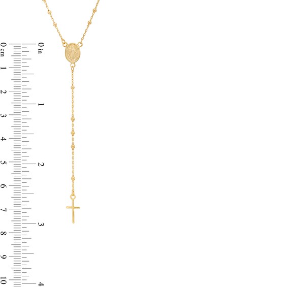 Made in Italy Child's Beaded Rosary Necklace in 10K Solid Gold Chain and Hollow Beads - 16.5"
