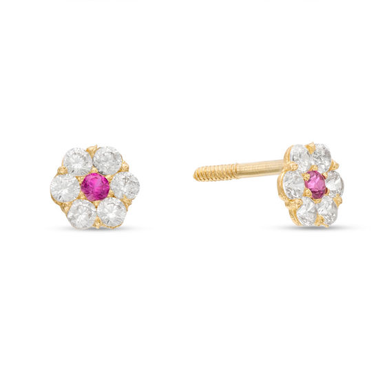 Child's Cubic Zirconia Flower Stud Earrings in 10K Gold