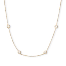 Made in Italy 3.5mm Bezel-Set Cubic Zirconia Station Necklace in 10K Solid Gold - 16&quot;
