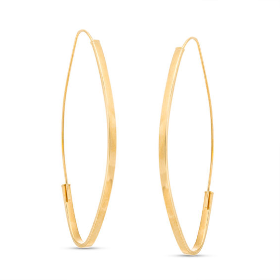 Made in Italy Oval Flat Hoop Earrings in 10K Gold