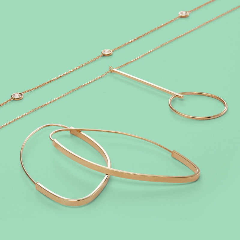Main Image 2 of Made in Italy Oval Flat Hoop Earrings in 10K Gold