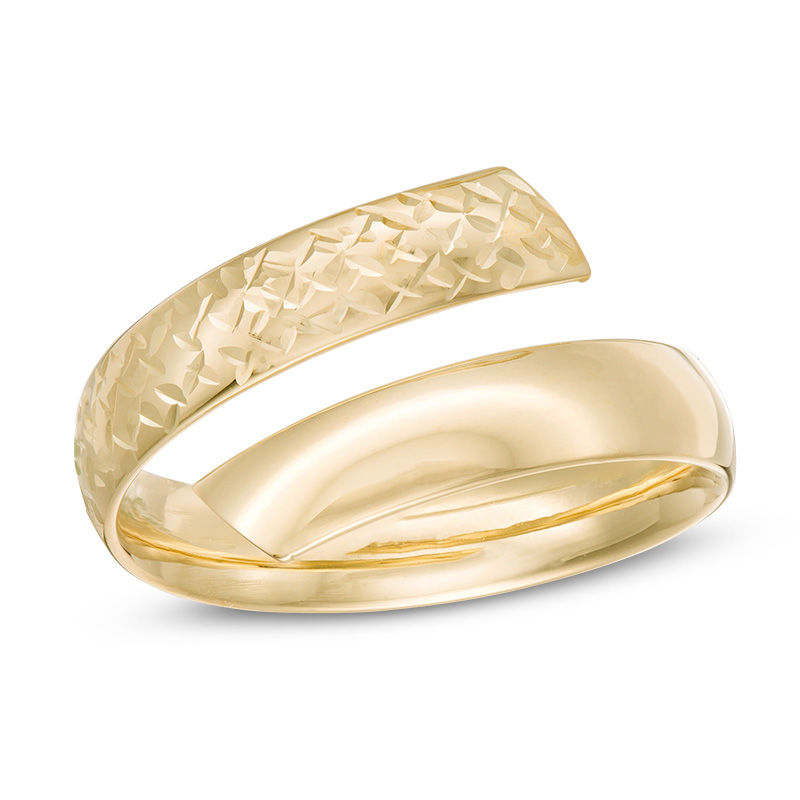Made in Italy Diamond-Cut Wrap Ring in 10K Gold Tube - Size 7
