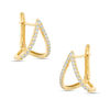 Thumbnail Image 1 of Cubic Zirconia Split Double Row Hoop Earrings in 10K Gold