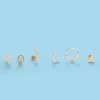 Cubic Zirconia Crescent Moon Single Stud Earring in 10K Gold
