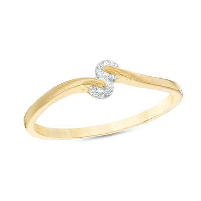3mm Cubic Zirconia Bypass Stackable Ring in 10K Gold - Size 7