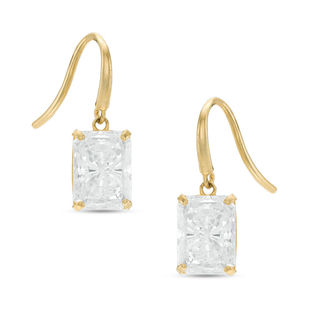 Emerald-Cut Cubic Zirconia Dangle Drop Earrings in 10K Gold