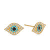Thumbnail Image 0 of Black, Blue and White Cubic Zirconia Evil Eye Stud Earrings in 10K Gold