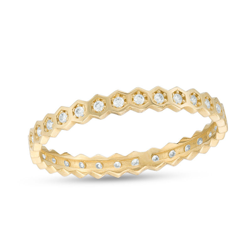 Cubic Zirconia Geometric Stackable Ring in 10K Gold - Size 7