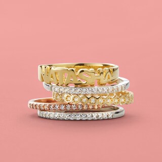 Cubic Zirconia Geometric Stackable Ring in 10K Gold - Size 7