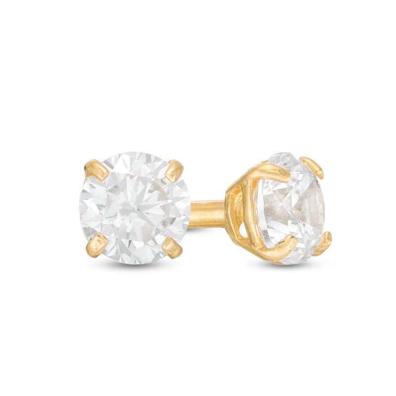 3mm Cubic Zirconia Solitaire Single Stud Earring in 10K Gold