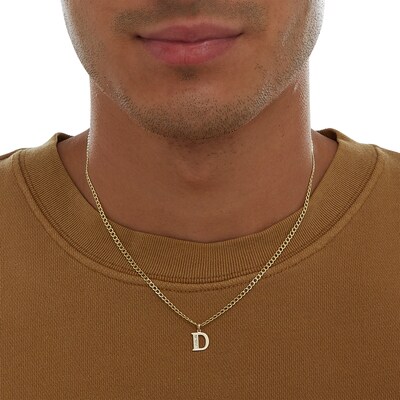 10K Solid Gold CZ Channel "D" Initial Necklace Charm