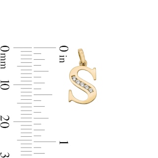 10K Solid Gold CZ Channel "S" Initial Necklace Charm
