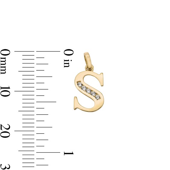 10K Solid Gold CZ Channel "S" Initial Necklace Charm
