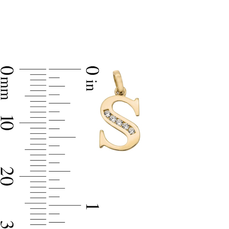 Main Image 4 of 10K Solid Gold CZ Channel "S" Initial Necklace Charm