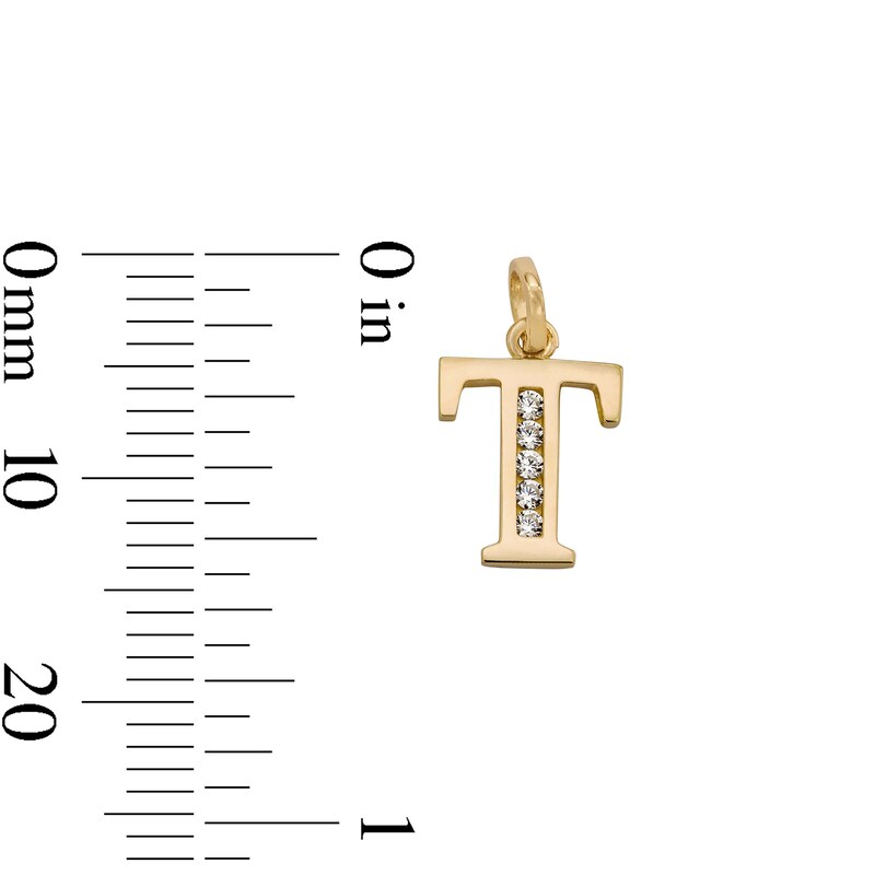 Main Image 4 of Cubic Zirconia "T" Initial Necklace Charm in 10K Solid Gold