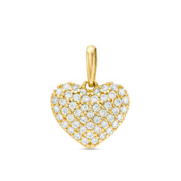 Cubic Zirconia Small Heart Necklace Charm in 10K Solid Gold