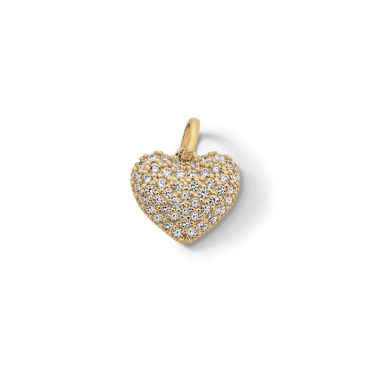 Cubic Zirconia Small Heart Necklace Charm in 10K Solid Gold
