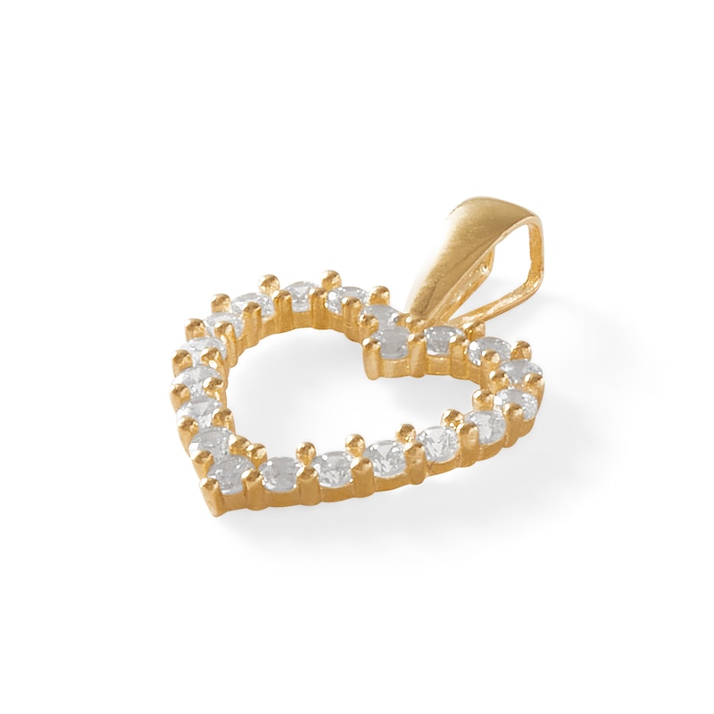 Main Image 2 of Cubic Zirconia Small Heart Outline Necklace Charm in 10K Solid Gold