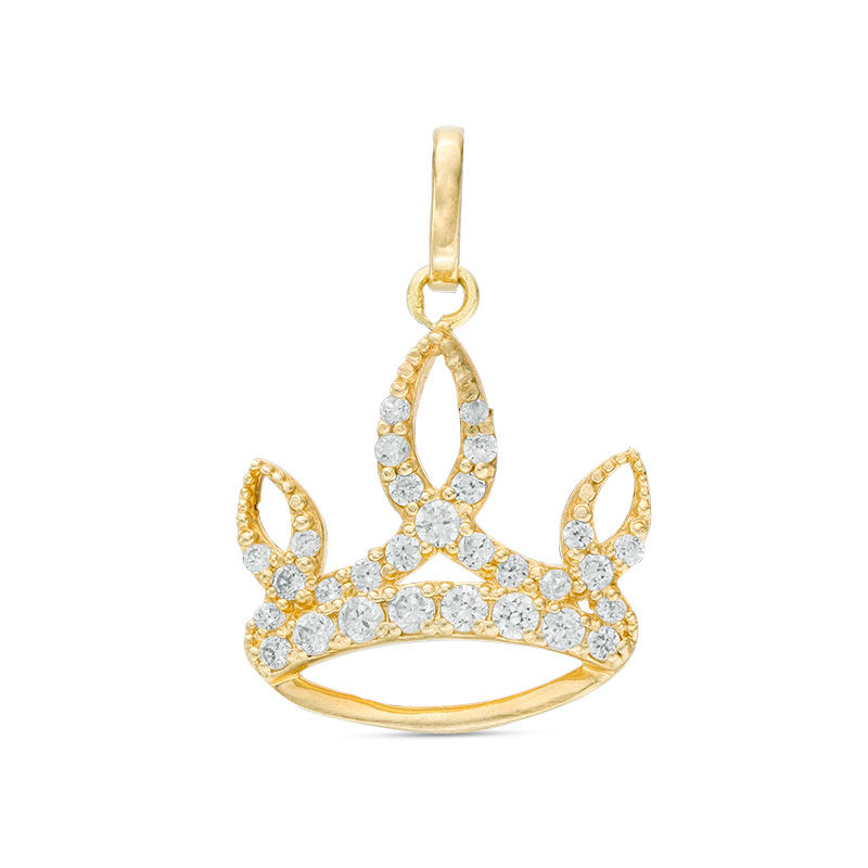 Main Image 1 of Cubic Zirconia Large Crown Necklace Charm in 10K Gold