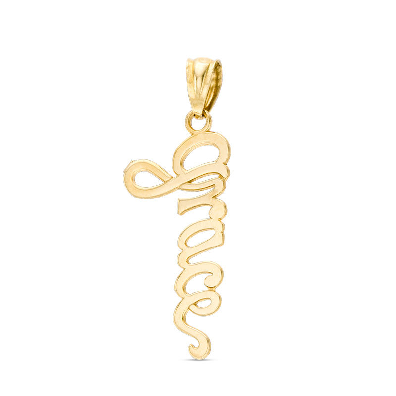 Main Image 1 of Cursive "grace" Necklace Charm in 10K Gold