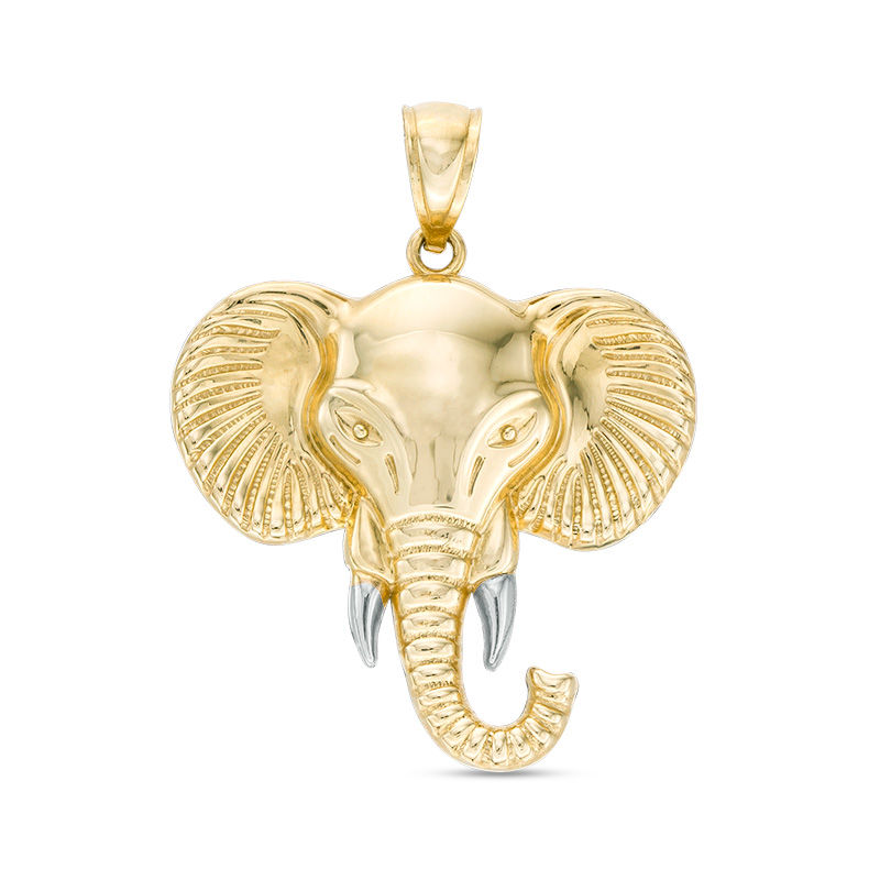 Geometric Large Elephant Head Necklace Pendant Silver Gold Plated Geo Animal 