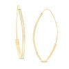 Thumbnail Image 1 of Made in Italy Glitter Enamel Oval Flat Hoop Earrings in 10K Solid Gold Wire and Tube