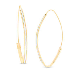Made in Italy Glitter Enamel Oval Flat Hoop Earrings in 10K Solid Gold Wire and Tube