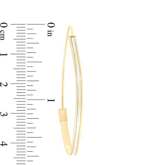 Made in Italy Glitter Enamel Oval Flat Hoop Earrings in 10K Solid Gold Wire and Tube