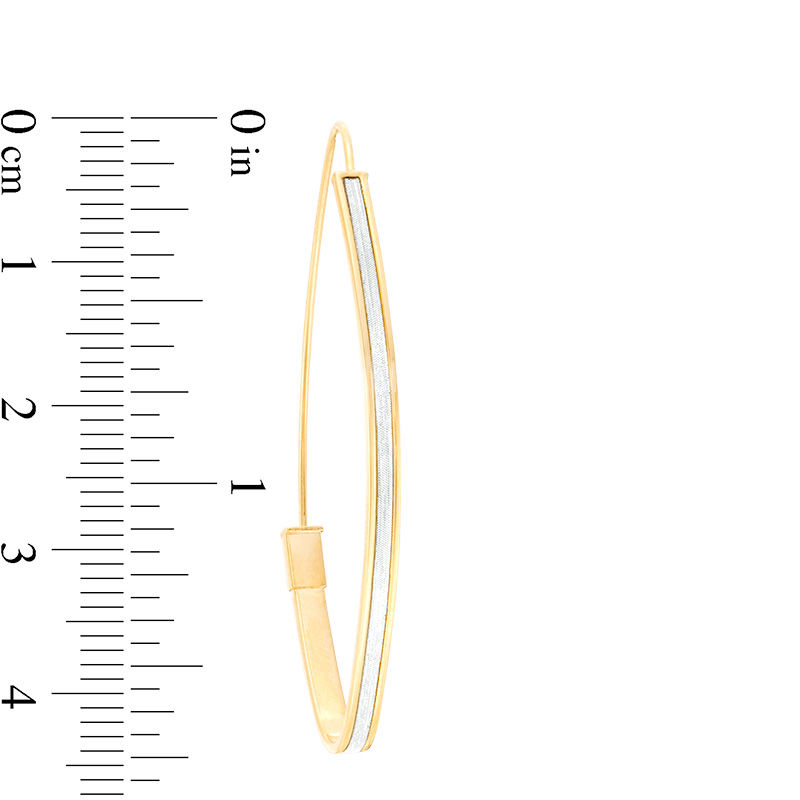 Main Image 2 of Made in Italy Glitter Enamel Oval Flat Hoop Earrings in 10K Solid Gold Wire and Tube